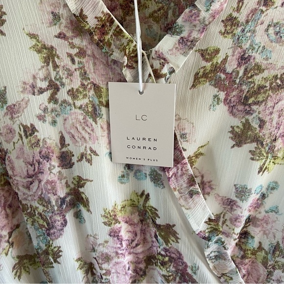 NWT LC Lauren Conrad Flutter Sleeve Ruffled Midi Dress - Picture 7 of 14